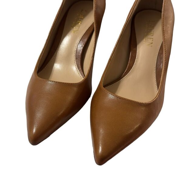 LAUREN Ralph Lauren Deep Saddle Tan Heels NWOB Size 5B - Picture 6 of 12